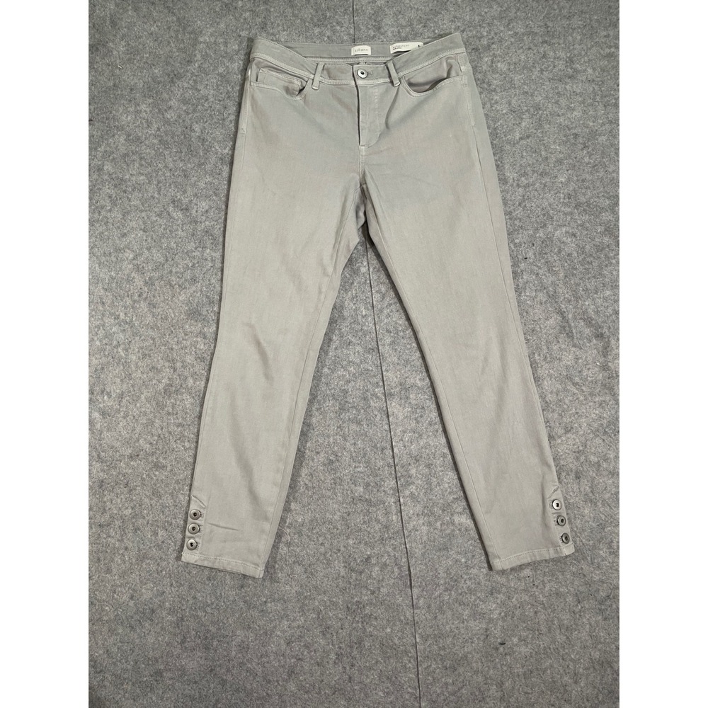 J. Jill Denim Authentic Fit Slim Ankle Gray Jeans Button Hem Womens Size 6